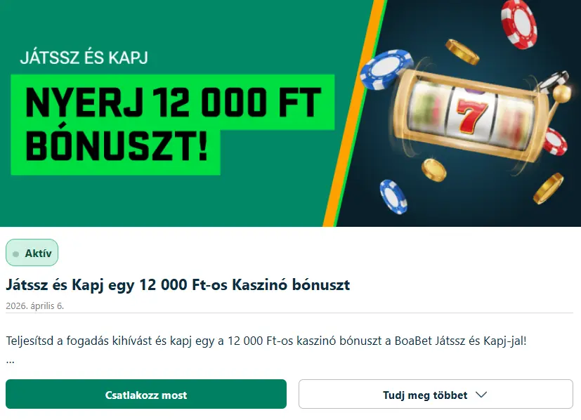 BoaBet promóciós naptár és bónuszcsomagok